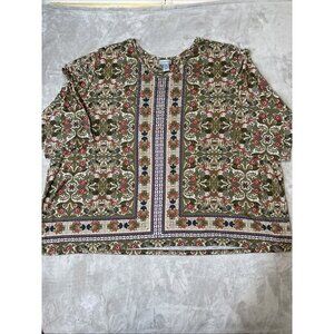 Women’s Catherines Blouse Multicolored Rhinestones 3/4 Sleeves Plus Size 5x